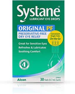 Systane Original PF Preservative-Free Lubricant Eye Drops in single vial doses product box by Alcon