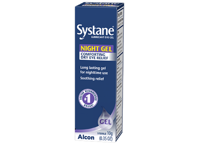 Systane Night Gel Comforting Dry Eye Relief product box by Alcon