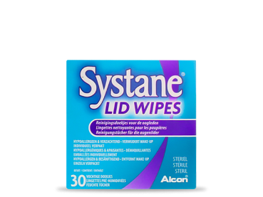 Systane™ Lid Wipes, hypoalergene en steriele oogdoekjes verpakking