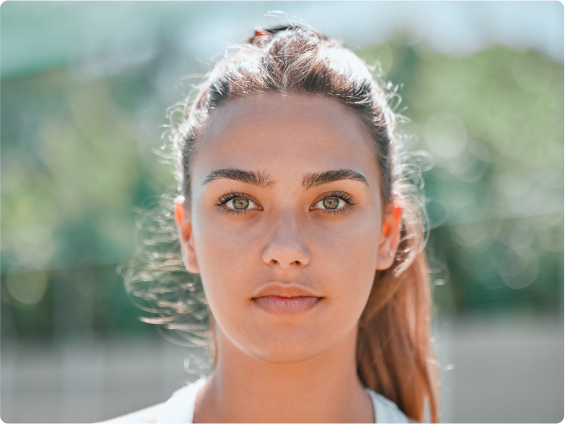 Close-up on a woman's face