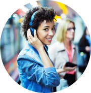 Image of a woman with headphones