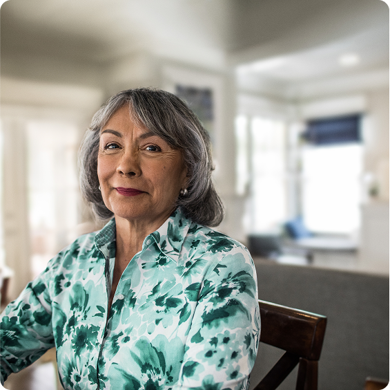 A smiling elderly woman